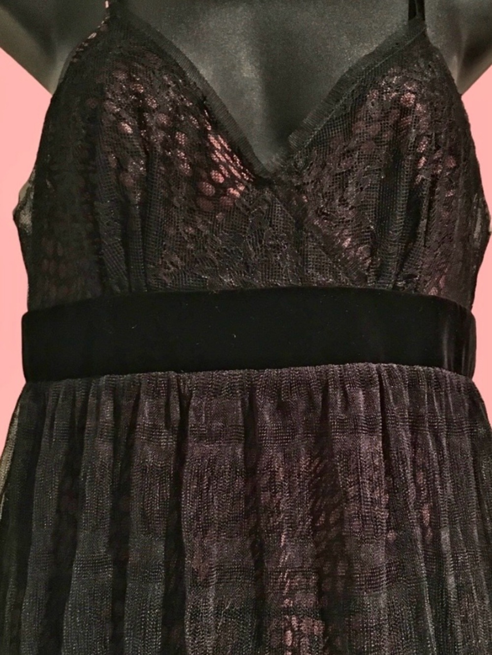 La Perla Tiered Lace Slip Dress Black Pink Silk Lingerie-Inspired Runway Gown 8 - Picture 12 of 16